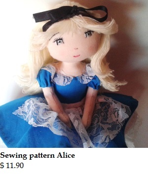 Rag doll sewing pattern  - Alice