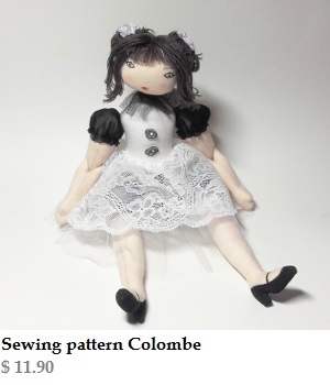 Rag doll sewing pattern - Colombe