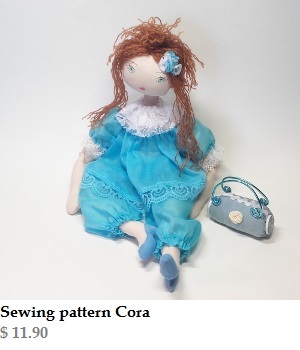 Rag doll sewing pattern - Cora